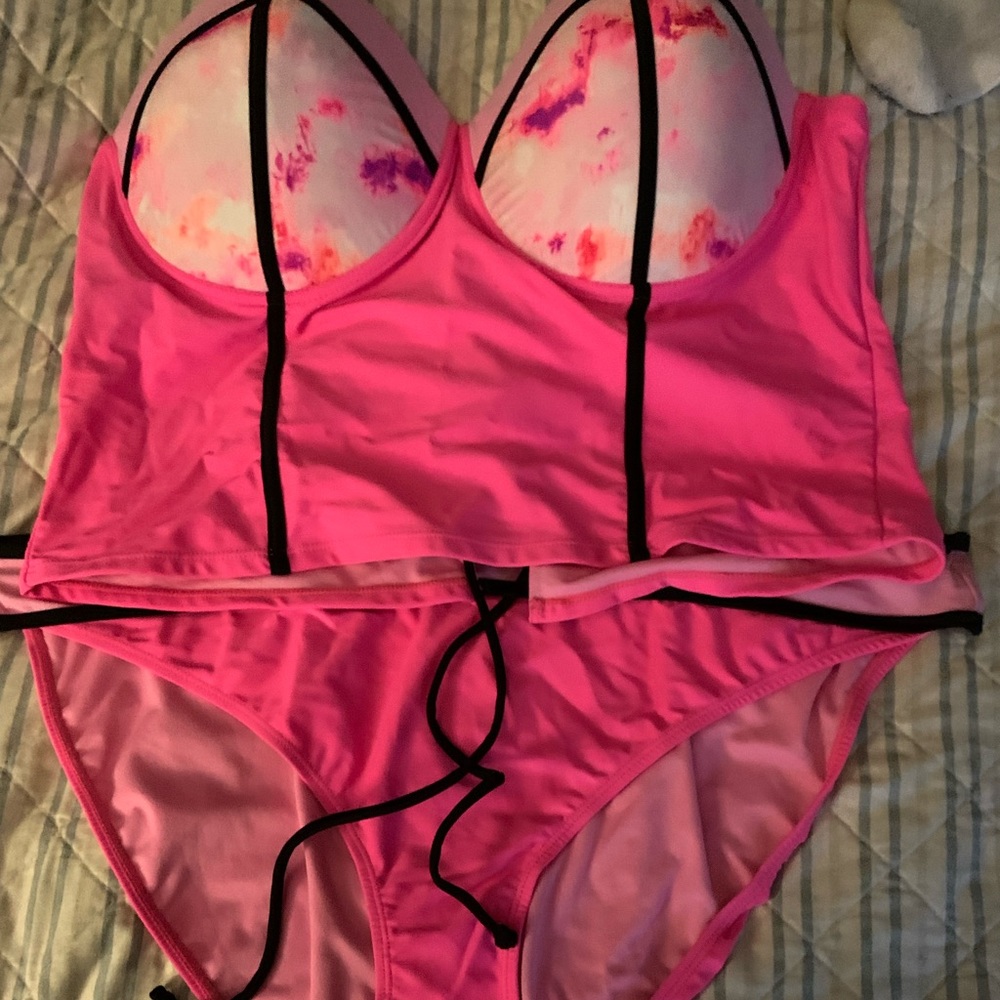 Two piece corset style top Bathing suit.